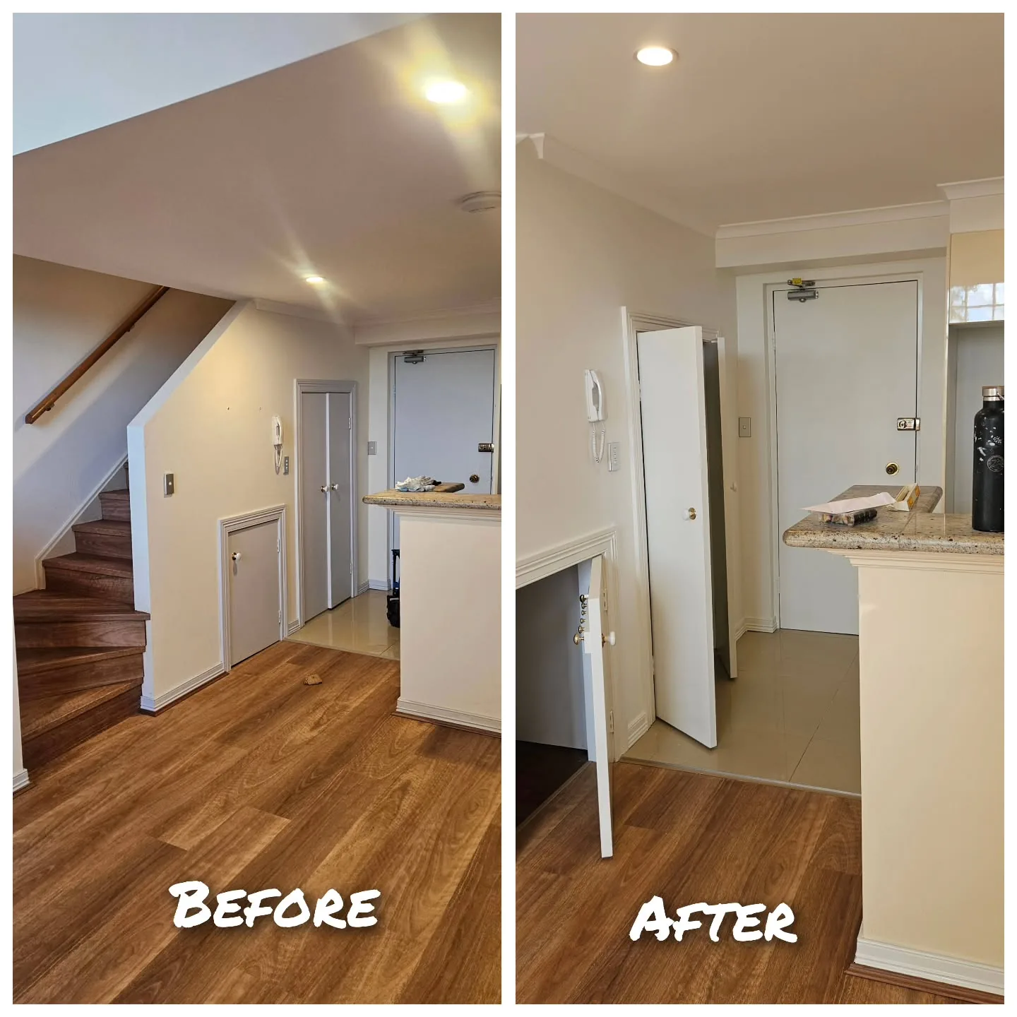 Entry hallway and doors repainted before a tenant moved out